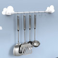 Sucker Hanger Hooks Wall Mounted Clothes Towel Spoon Shovel Hook with 6 Movable Hooks for Home Kitch