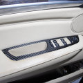 4PCS Carbon Fiber Window Lift Switch Button Cover Trims Door Armrest Panel Sticker For BMW X5 E70 X6