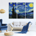 Modern Spray Painting Decorative Painting Hotel Home Canvas Oil Painting Mural Triple Starry Sky