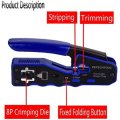 RJ45 Crimping Tool for Cat6 Cat5 Cat5e 8P8C Modular Connectors, All-in-One Wire Tool