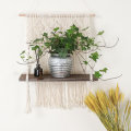 Macrame Plant Hanger Platform Basket Bohemian Hand Woven Tapestry Wood Pot Shelf