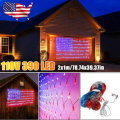AC110V 2m*1m American Flag Net Lamp Waterproof 390LED String Light Outdoor Yard Home Holiday Decorat
