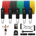 KALOAD 5 Pcs 150LBs Fitness Resistance Band Set Sport Pull Rope with Metal Foot Ring Handle Storage