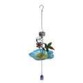 Solar Powered Water Light Bird Feeder Art Hanging Bird Bath Outdoor Solar Glass Bowl Feeder for Gard