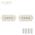 NAOMI 2 Pcs Electric Bass Pickups White Humbucker Double Coil For 4 Strings Bass Bridge Neck Pickup