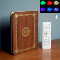 Wooden Quran Speaker Colorful LED Book Light Wireless Bluetooth Koran Reciter Speaker Ramadan Kids A