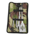3Pcs BBQ Barbecue Tableware Stainless Steel Cooking Fork Gripper Turner Set Portable Bag Utensil