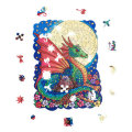 A4 Wooden Moon Dragon Jigsaw Puzzle DIY Unique Shape Pieces Animal Gift Mysterious Early Education T