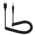PULUZ PU513 3.5mm TRRS Male to Type-C USB-C Live Microphone Audio Adapter Spring Coiled Cable for DJ