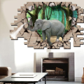 3D Elephant Forest Living Room Bedroom Animals Floor Home Background Wall Decor Creative Stickers