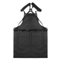 Durable Goods Heavy Duty Waxed Unisex Canvas Work Apron with Tool Pockets Cross-Back Straps Adjustab