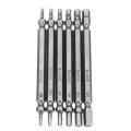 Broppe 6pcs Double Hex Head Magnetic Screwdriver Bits H2-H6 100mm Long 1/4 Inch Hex Shank