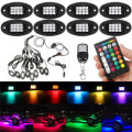 8PCS RGB LED Rock Light Wireless Bluetooth Music Offroad Multi-color Dual Remote