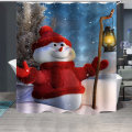 Christmas Decoration Christmas Snowman Shower Curtain Washable Eco-friendly Waterproof Curtain With