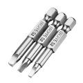 BROPPE 3Pcs 50mm S1-S3 Magnetic Square Head Screwdriver Bits 1/4 Inch Hex Shank