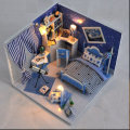 Wooden DIY Handmade Assembly Doll House with LED Lighs Dust Cover for Kids Gift Collection Home Disp