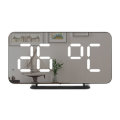 LED Temperature Mirror Alarm Clock Snooze Dual Digital Electronics Alarm Clock for Bedroom Desktop S