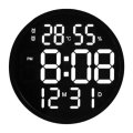 12 Inch LED Wall Clock Luminous Large Clock Mute Digital Temperature And Humidity ... (COLOR: BLACK)