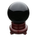 100MM Black Natural Obsidian Sphere Large Crystal Ball Healing Stone with Stand Base Office Decorati