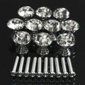 10Pcs 20mm Round Crystal Glass Cabinet Knobs Drawer Furniture Pull Handle