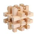Kong Ming Lock Toys Assembling 3D Puzzle Cube Children Kids Challenge IQ Brain Wood Toy