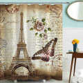 180x200cm Paris Bathroom Shower Curtains Eiffel Tower Waterproof Fabric & Hooks