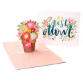3D Mothers Day Cards Best Mom Flower Basket Paper Invitation Greeting Cards Anniversary Birthday Car