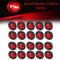 20pcs Mini 12/24V Red Round LED Button Side Marker Lights Lamps Trailer