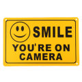 2Pcs SMILE YOU`RE ON CAMERA Warning Security Yellow Sign CCTV Video Surveillance Camera Sticker 28x1