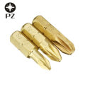 Broppe 3pcs 25mm PZ1-PZ3 Pozi Screwdriver Bits 1/4 Inch Hex Shank Electroplating Bronze