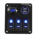 3 Gang 12V-24V LED Switch Panel Water Resistant Toggle Switches Panel With Fuses For Maine Boat Auto