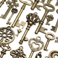 130pcs Antique Bronze Brass Vtg Ornate Skeleton Keys Lot Pendant Fancy Heart Pendants Key Gift