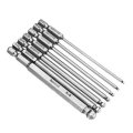 Broppe 7pcs SAE 5/64-5/16 Inch 100mm Magnetic Ball Screwdriver Bit 1/4 Inch Hex Shank