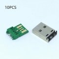 10PCS USB AM 3.0 Welding Plate Type High Current Male Short Body 17.0mm 5p Green Two-Piece Iron Shel