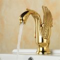 European Swan Antique Bathroom Basin Faucet Hot & Cold Water Mixer Tap Single Handle Copper Deck Mou