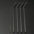4Pcs 5mm Reusable Clear Bent Glass Drinking Straws Water Juice Straws with Cleaning Brush