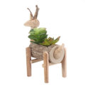 Mini Wooden Potted Plant Deer Shaped Home Furnishing Flower Pots Living Room Office Desktop Plant Or