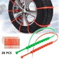20 Pcs Car Snow Chain Universal Anti-Slip Rainproof Adjustable Red Snow Chains Car-Styling Outdoor E
