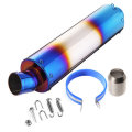 38-48mm Motorcycle Stainless Steel Exhaust Muffler Pipe Grilled Blue