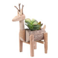 Mini Wooden Potted Plant Deer Shaped Home Furnishing Flower Pots Living Room Office Desktop Plant Or
