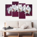 4pcs Frameless White Flower Canvas Painting Wall Hanging Pictures Art for Home Living Room Wall Deco