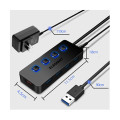 ELEGIANT 4 Port USB Hub+1 USB Smart Charging Port USB 3.0 Hub Powered USB Hub with Individual On/Off