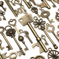 130pcs Antique Bronze Brass Vtg Ornate Skeleton Keys Lot Pendant Fancy Heart Pendants Key Gift