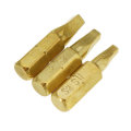 Broppe 3pcs 25mm S1-S3 Square Shaped Screwdriver Bits 1/4 Inch Hex Shank Electroplating Bronze