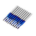Drillpro 10pcs 3.175 Shank 2mm Blue Coated Single Flute End Mill Spiral CNC Milling Cutter