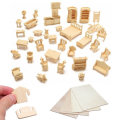 34 Pcs DIY Puzzle Miniature 1:12 Dollhouse Furniture For Dolls Mini 3D Wooden DIY Building Model Edu