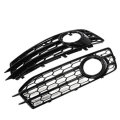 Front Fog Light Lamp Grille Grill Cover Honeycomb Hex Glossy Black For Audi A3 8P S-Line 2009-2012