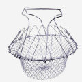 Stainless Steel Foldable Basket Fried Potato Chips Strainer Outdoor BBQ Picnic Storage Baskets