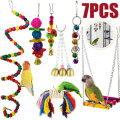 7Pcs/Set Combination Parrot Toy Bird Articles Parrot Bite Toy Parrot Funny Swing Ball Bell Standing