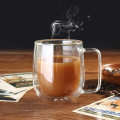 300ML Glass Coffee Tea Cup Heat Resistant Double Layer Glass Handle Double Wall Coffee Cup